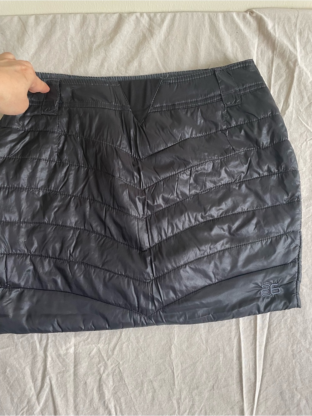 Zermatt black puffer mini skirt full length side zipper